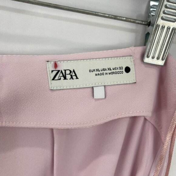 Zara Women's Full Length Flared Pants Size XL Pink High Rise Trousers - Picture 8 of 13